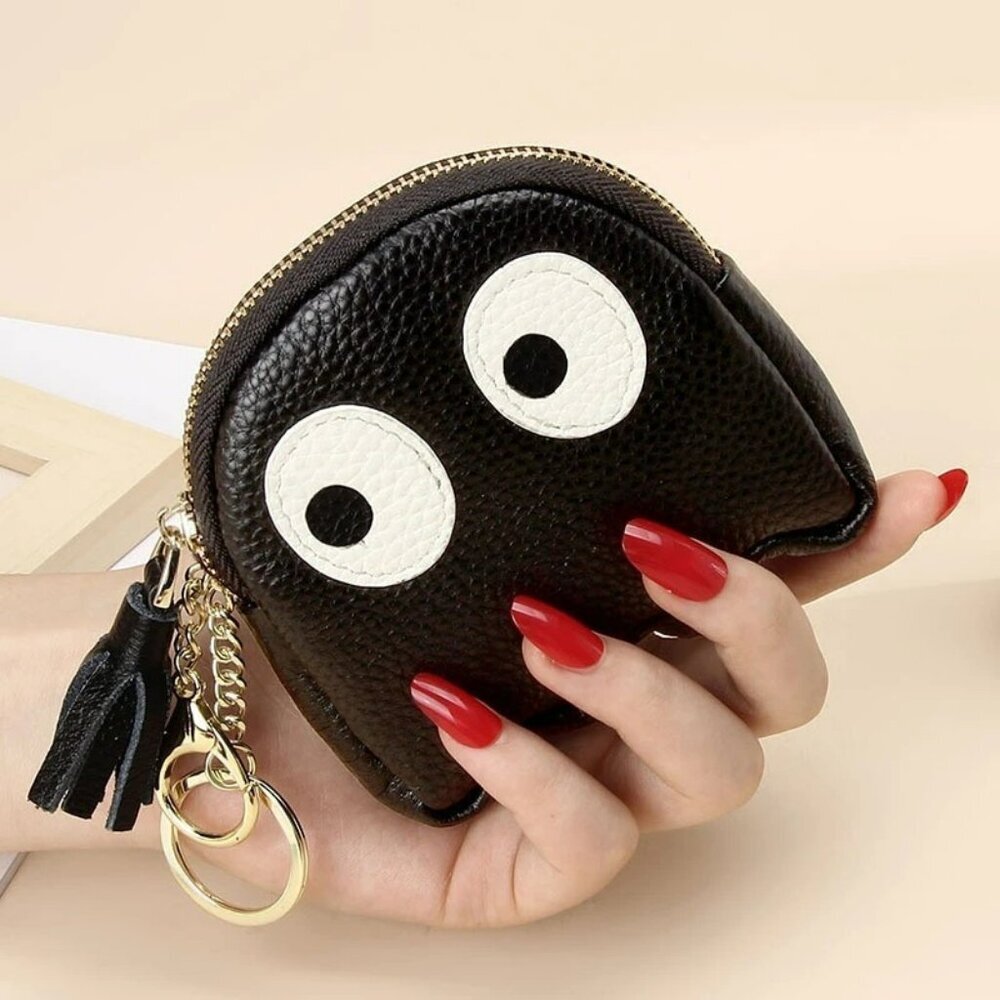 Black Ghost from Mr. Pacman Leather Mini Coin Purse with Keychain NWOT - Picture 2 of 5